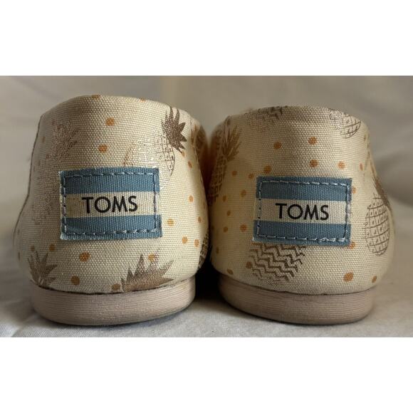 Tom's Women’s Sz 5.5 Alpargata Graphic Slip On Flats Pineapple canvas shoes - Picture 5 of 9